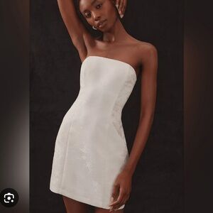 REFORMATION Strapless Satin White Gabby Mini Dress Size 12